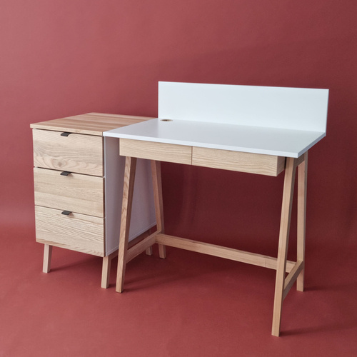 LUKA 3-Drawer Desk Cabinet W41xD50cm Ash Top Powder Pink