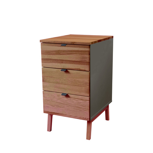 LUKA 3-Drawer Desk Cabinet W41xD50cm Oak Top Beaver Brown