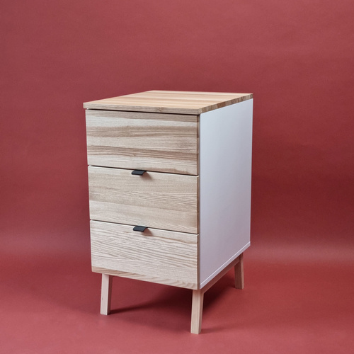LUKA 3-Drawer Desk Cabinet W41xD50cm Walnut Top Powder Pink
