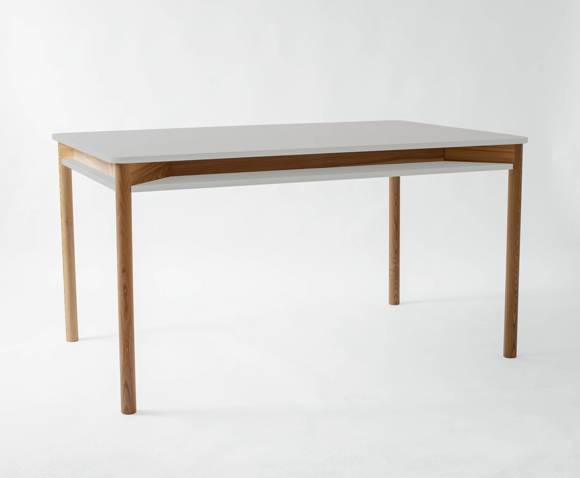 ZEEN Dining Table with Shelf 140x90x75cm Pearl Grey