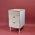 LUKA 3-Drawer Desk Cabinet W41xD50cm Oak Top Pearl Grey