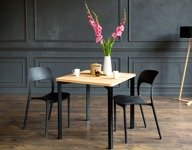 TRIVENTI Ashwood Dining Table 80x80cm - Black Round Legs