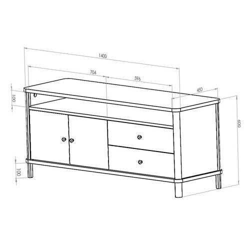ASHME TV Sideboard 140x45x60cm Ginster Gelb