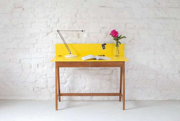 LUKA Schreibtisch 110x50cm mit Schublade Eiche Helle Minze