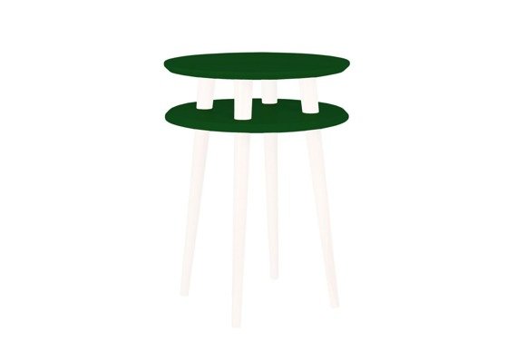UFO Couchtisch Dmr. 45cm x Höhe 61cm - Flaschengrün / weiße Beine
